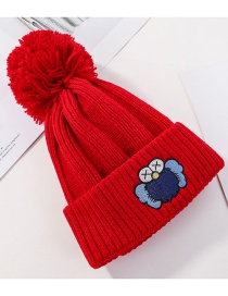 Fashion Red Patch Cartoon Knit Wool Hat