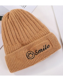Fashion White Smiley Embroidery Wool Cap