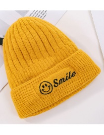 Fashion Khaki Smiley Embroidery Wool Cap