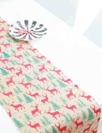 Fashion A Christmas Elk Christmas Cotton And Linen Printed Table Flag
