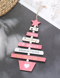Fashion Pink Christmas Tree String Pendant Color Wooden Laser Hollowed Out Christmas Tree Pendant