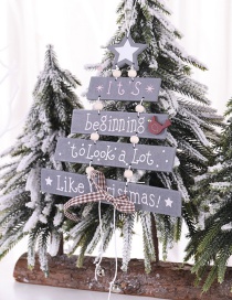 Fashion Grey Christmas Tree Wooden Pendant Colorful Letters Christmas Wooden Pendant