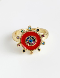 Fashion Red Copper Inlaid Zircon Sun Ring