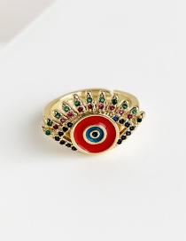 Fashion Red Copper Inlay Zircon Eye Ring