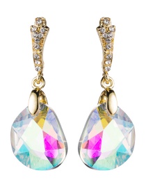 Fashion Ab Color Alloy Diamond-studded Geometric Earrings