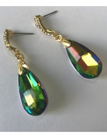 Fashion Ab Color Alloy Diamond Drop-shaped Glass Earrings