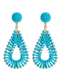 Fashion Blue Alloy Hollow Drop-shaped Rice Earrings