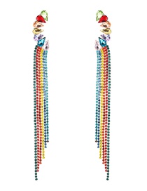 Fashion Color  Silver Needle Acrylic Studded Tassel Earrings