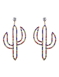 Fashion Color Cactus Acrylic Diamond Earrings