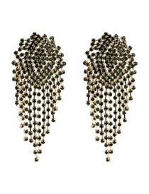 Fashion Green Diamond Claw Chain Mesh Tassel Earrings