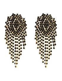 Fashion Black Diamond Claw Chain Mesh Tassel Earrings