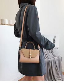 Fashion Khaki Contrast Matte Portable Messenger Bag