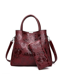 Fashion Red Plus Wallet Rose Pattern Portable Slung Shoulder Bag