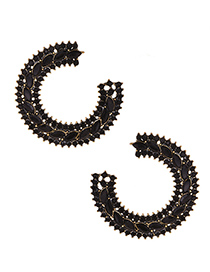 Fashion Black Alloy Diamond Small Round Earrings