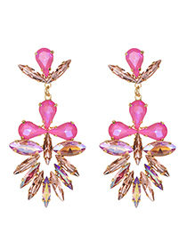 Fashion Pink Alloy Studded Geometric Earrings