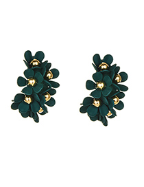 Fashion Green Alloy Flower Earrings