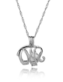Fashion Elephant Pearl Openwork Oyster Cage Necklace