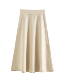 Fashion Light Brown Solid Color Knit Pleated Skirt