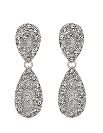 Fashion Silver Alloy Diamond Drop Shape Earrings