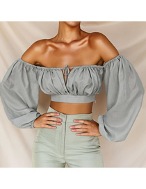 Fashion Gray One-shoulder Strap With Short Navel T-shirt