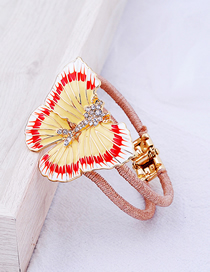 Fashion Red Drop Glaze Crystal With Diamond Double-layer Wool Butterfly Bracelet