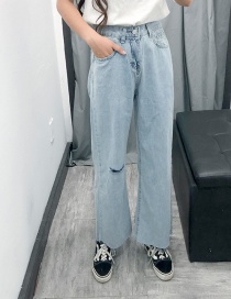 Fashion Blue One-legged Wide-leg Jeans