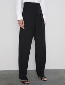 Fashion Black Micro Pleated Pleated Pants