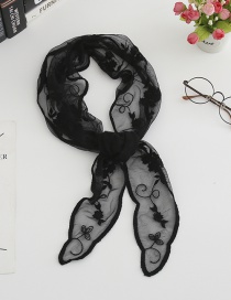 Fashion Black Lace Embroidered Silk Scarf