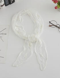 Fashion White Lace Embroidered Silk Scarf
