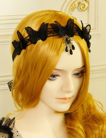 Fashion Black Mesh Lace Butterfly Headband