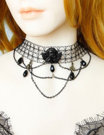 Fashion Black Angel Tassel Mesh Necklace