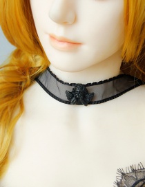 Fashion Black Angel Lock Lace Necklace