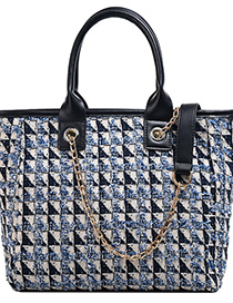 Fashion Blue Woolen Shoulder Bag