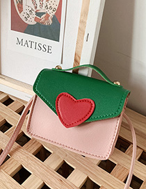 Fashion Green Contrast Love Portable Messenger Bag