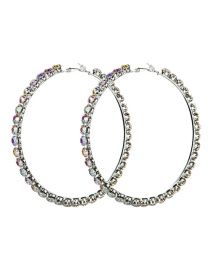 Fashion Silver No. 8 Large Circle Outer Ring With Diamond Earrings