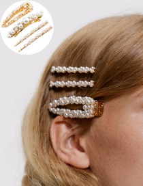 Fashion Gold Imitation Pearl Hair Clip Four-piece