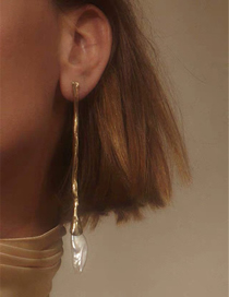 Fashion Gold Metal Plated With Natural Pearl Asymmetrical Earrings