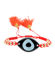 Fashion Maroon Mizhu Weaving Love Eye Crystal Tassel Bracelet