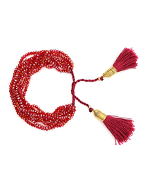 Fashion Red Rice Beads Woven Shell Tassel Bracelet