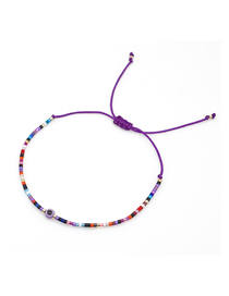Fashion Purple Rice Beads Woven Eye Bracelet