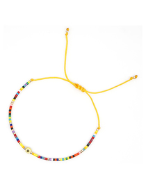 Fashion Yellow Rice Beads Woven Eye Bracelet