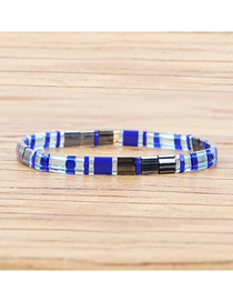 Fashion Blue Black And White Beaded Woven Bracelet