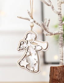 Fashion White Angel With Light Pendant Wooden Twine Christmas Tree Pendant