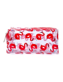 Fashion Red Flamingo Transparent Cosmetic Bag