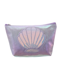 Fashion Violet Pu Laser Mermaid Embroidered Hexagon Storage Bag