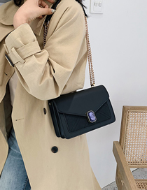 Fashion Black Chain Lock Crossbody Shoulder Bag