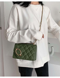 Fashion Matcha Green Chain Rhombic Embroidery Shoulder Bag