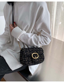Fashion Black Woolen Shoulder Slung Chain Bag