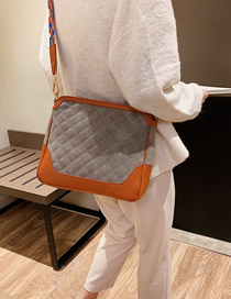 Fashion Light Grey Wide Shoulder Strap Stitching Contrast Color Shoulder Messenger Bag