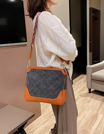Fashion Dark Gray Wide Shoulder Strap Stitching Contrast Color Shoulder Messenger Bag